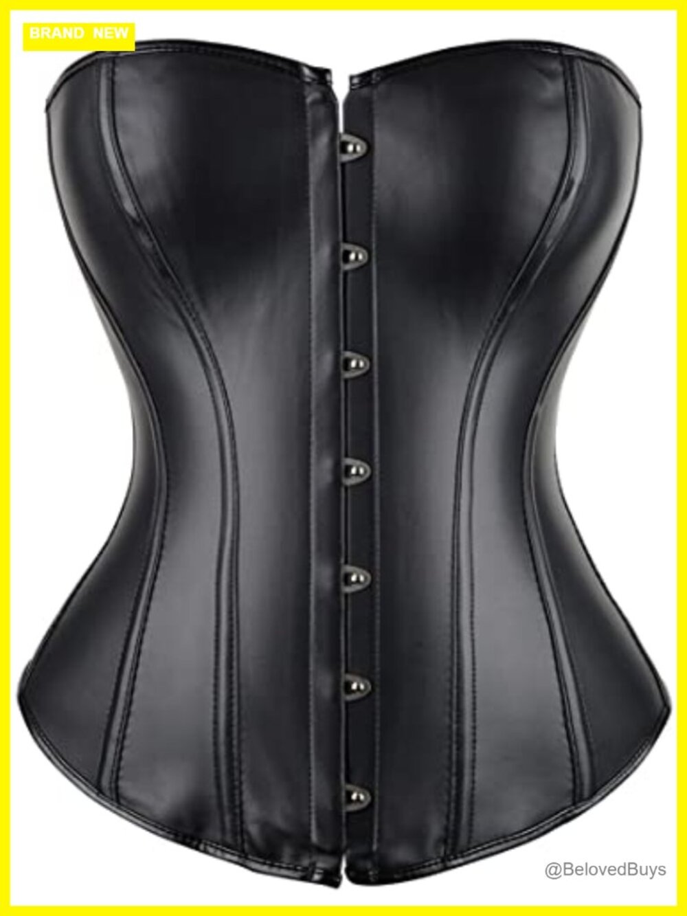 Faux Leather Boned Corset Bustier Strapless Waist Training Steampunk Gothic